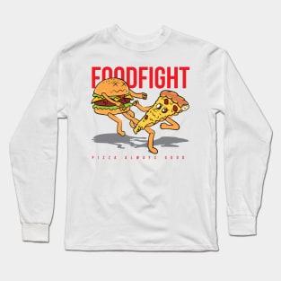 Pizza vs burger fight design Long Sleeve T-Shirt